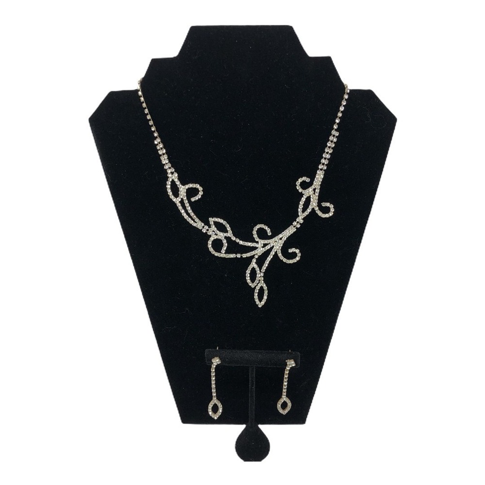 Rhinestone‎ Necklace Earrings Statement Teardrop Jewelry Set